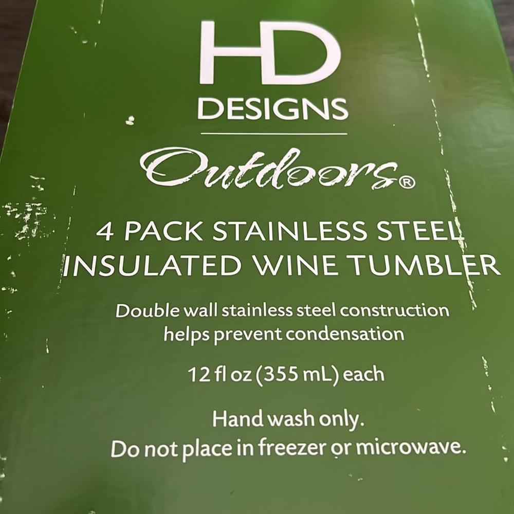 NWT HD Designs Insulated Wine Tumblers set of 4 and FREE GIFT - Picture 7 of 8